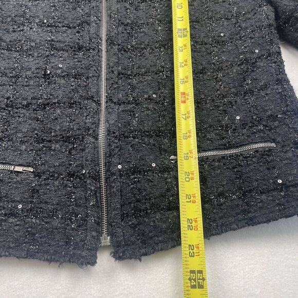 J. Crew Collection Classic Tweed Sequence Zip Jacket Black-M - Picture 4 of 9